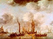 Jan van de Cappelle A Dutch Yacht and Many Small Vessels at Anchor USA oil painting artist